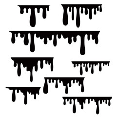 Liquid or paint drips isolated on white background.