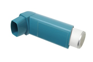 Asthma inhaler on white