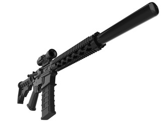 Full black modern assault rifles