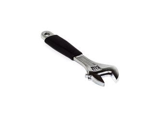 wrench shiny with black handle on white background