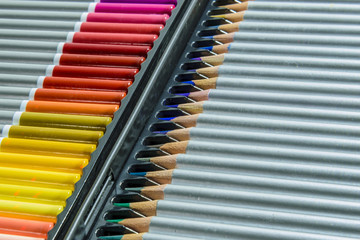 Case of new colored pencils ordered ready to be used