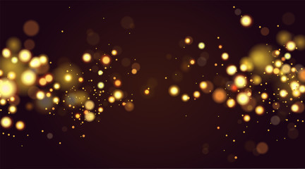 Abstract defocused circular golden bokeh sparkle glitter lights background. Magic christmas background. Elegant, shiny, metallic gold background. EPS 10 - obrazy, fototapety, plakaty