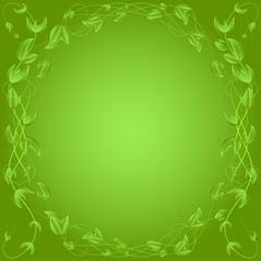 Green leaf border,on green background.
