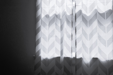 Black and White Window with Curtains