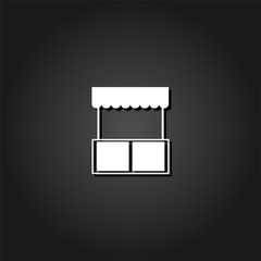 Fototapeta na wymiar Kiosk icon flat. Simple White pictogram on black background with shadow. Vector illustration symbol