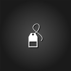 Tea bag icon flat. Simple White pictogram on black background with shadow. Vector illustration symbol