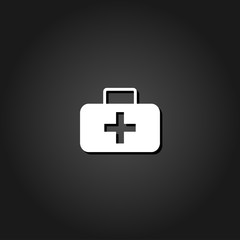 Medicine chest icon flat. Simple White pictogram on black background with shadow. Vector illustration symbol