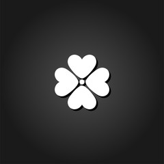 Fototapeta na wymiar Flower icon flat. Simple White pictogram on black background with shadow. Vector illustration symbol