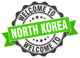 Obraz premium North Korea round ribbon seal