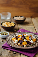 Roasted pumpkin and beet barley chickpeas pepita salad