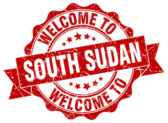 Fototapeta premium South Sudan round ribbon seal