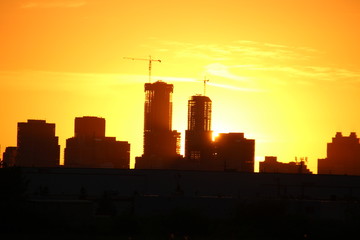 Setting Sun On City Skylines, Pylypow Wetlands, Edmonton, Alberta