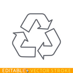 Recycle icon. Eco recycling. Editable stroke sketch icon. Stock vector illustration.