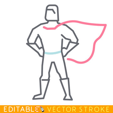 Superman hero icon. Editable stroke sketch icon. Stock vector illustration.