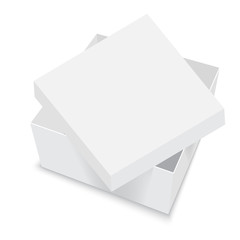 White square box vector templates. Paper container for product. Vector illustration