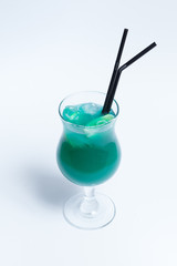 blue fresh cocktail on white background;