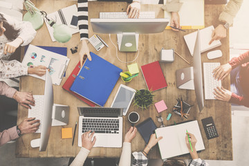People working around a table