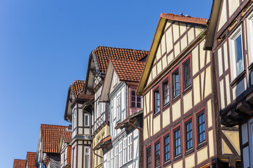 Colorful half-timbered houses in historic Hannoversch Munden, Germany