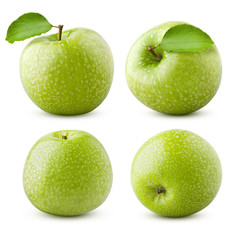 Green juicy apple isolated on white background, clipping path, full depth of field