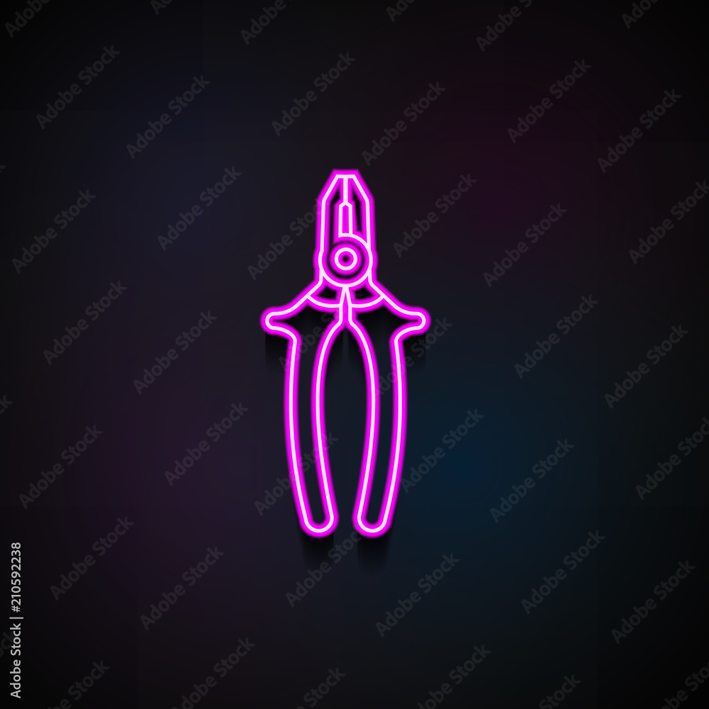 Poster pliers icon. element of home repair tool icons for mobile concept and web apps. neon pliers icon can
