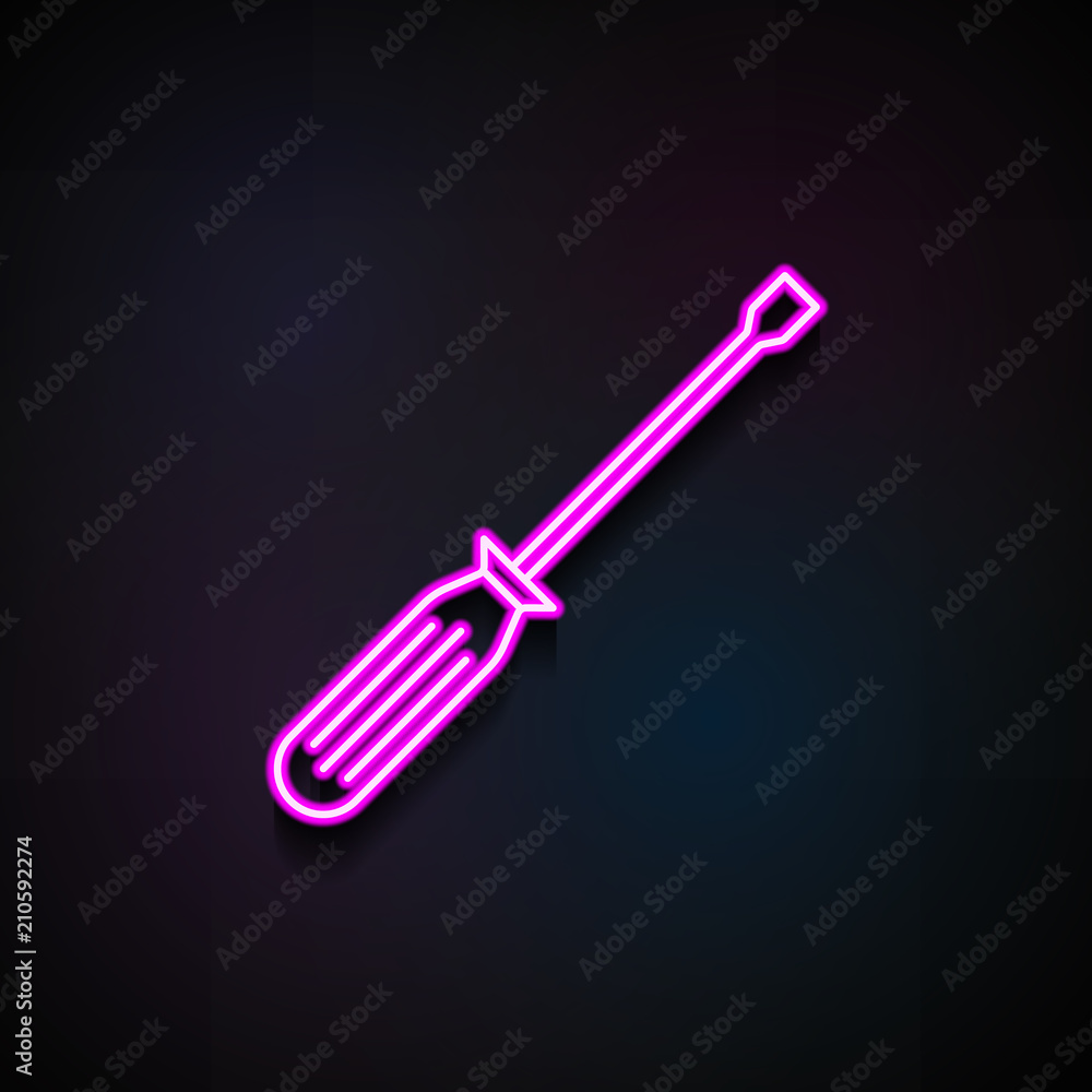 Poster screwdriver icon. element of home repair tool icons for mobile concept and web apps. neon screwdrive