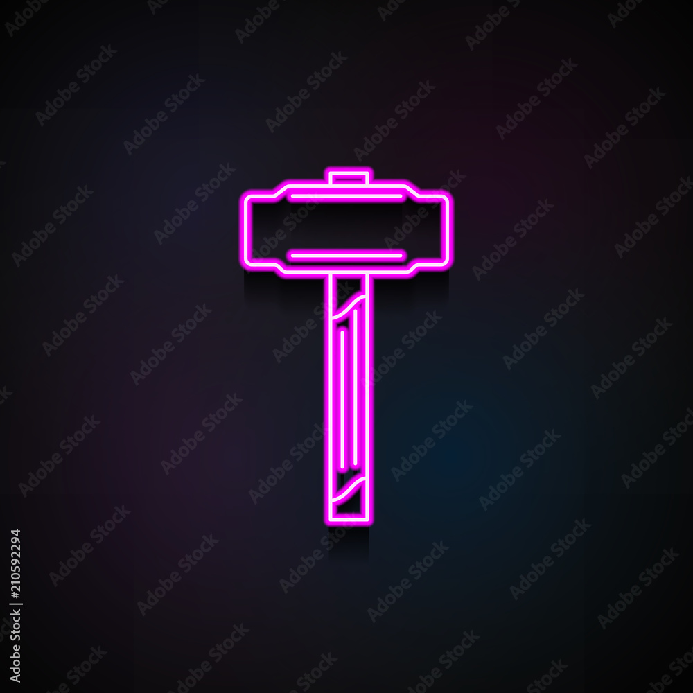 Poster a hammer icon. element of home repair tool icons for mobile concept and web apps. neon a hammer icon