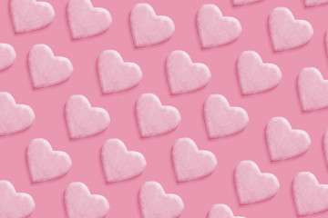 illustration of many hearts on a pink background