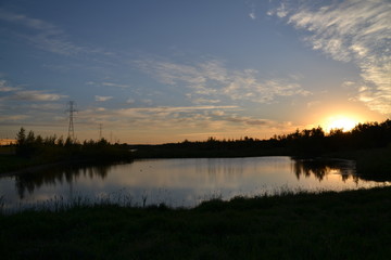 Fototapeta na wymiar Pylypow Marshland at Sunset