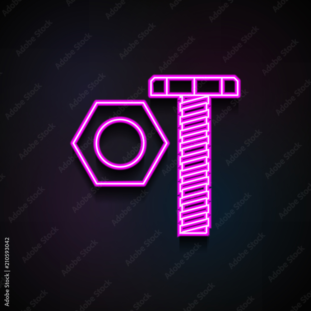 Poster bolt and nut icon. element of home repair tool icons for mobile concept and web apps. neon bolt and 