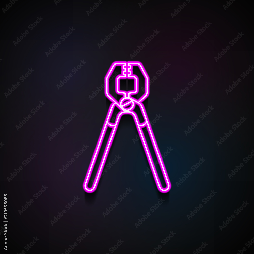 Poster nippers icon. element of home repair tool icons for mobile concept and web apps. neon nippers icon c