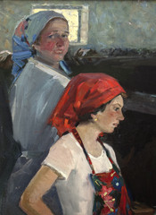 oil painting, portrait, handmade