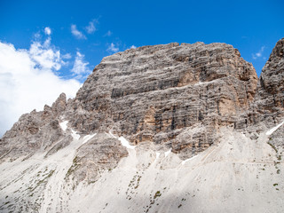 Fototapeta na wymiar Monte Paterno, aka Paternkogel, near Tre Cime di Lavaredo in Dolomites, Italy.