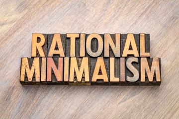 rational minimalism word abstract in vintage wood type