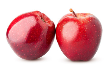 Fototapeta na wymiar Red juicy apple isolated on white background, clipping path, full depth of field