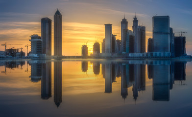 Fototapeta na wymiar Panoramic view of Dubai Business bay, UAE