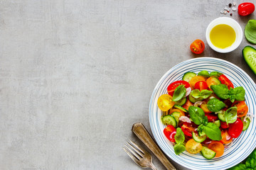 Healthy salad and ingredients