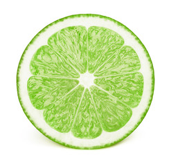 Perfectly retouched sliced half of lime fruit isolated on the white background with clipping path. One of the best isolated limes halves slices that you have seen.