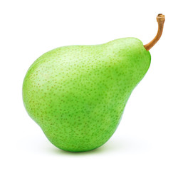 Fresh green pear fruit isolated on the white background with clipping path. One of the best isolated pears that you have seen.