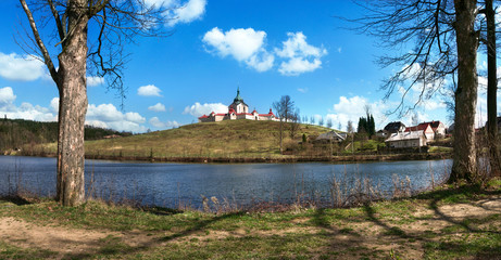 Fototapeta na wymiar The pilgrimage Church at Zelena hora in Czech republic, UNESCO world heritage