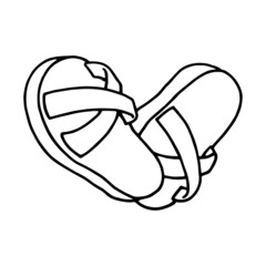 Sandal cartoon illustration isolated on white background for children color book