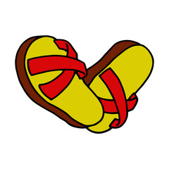 Sandal cartoon illustration isolated on white background for children color book