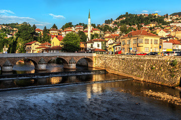 Fototapeta na wymiar View of the historic centre of Sarajevo , Bosnia and Herzegovina