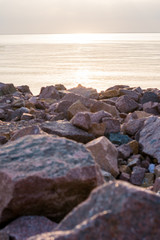 sunset at sea, summer evening, vacation