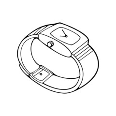 Wrist Watch cartoon illustration isolated on white background for children color book