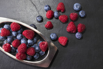 raspberries and blueberries, fruits of the forest