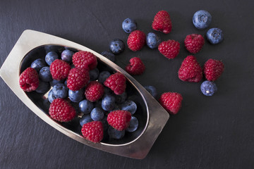 raspberries and blueberries, fruits of the forest