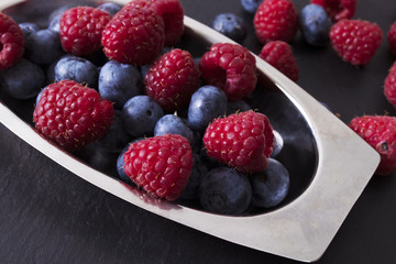 raspberries and blueberries, fruits of the forest
