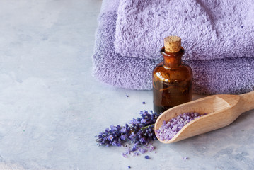 Fototapeta na wymiar Lavender essential oil spa