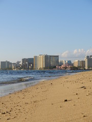 Naklejka premium empty Waikiki beach Honolulu Hawaii Oahu island