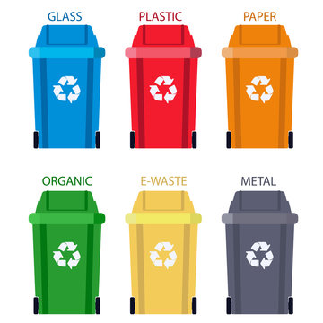 Garbage can Separation of waste. Disposal refuse rubbish bin. vector